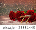 birthday concept with red roses on wooden desk 25331445