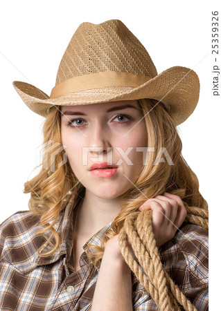 A woman is in a cowboy hat 25359326