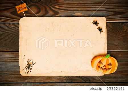 Halloween invitation over wooden background 25362161