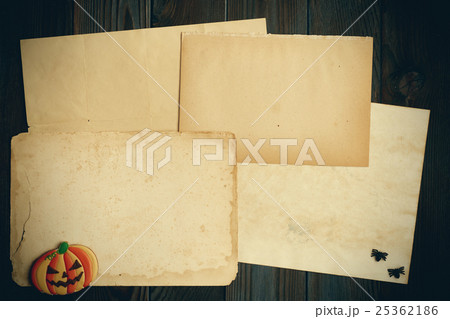 Halloween invitation over wooden background 25362186