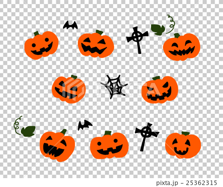 ハロウィンかぼちゃセットのイラスト素材
