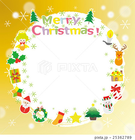 クリスマス素材 リース フォトフレームのイラスト素材 25362789 Pixta