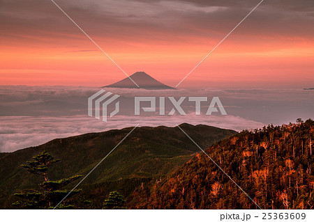 国師ヶ岳からの朝焼け 25363609