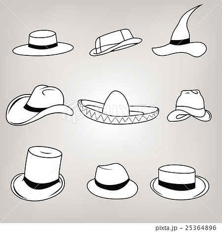 Vector Icon Set hats - sombrero, cylinder, passpor 25364896