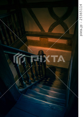 Interior capture of wooden steps in an old house 25365114