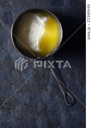 Melted butter in the stewpan on the  background  25366449