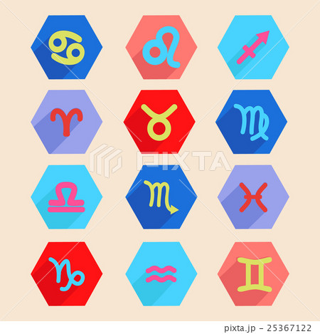 horoscope icon set in flat style, zodiac signs horoscope icon set in flat style, zodiac signs 25367122
