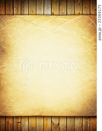 Grunge beige paper on old weathered wood planks 25369175