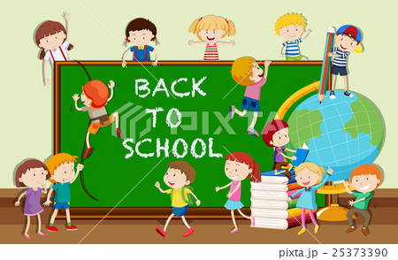 Back to school theme with students and books Back to school theme with students and books 25373390