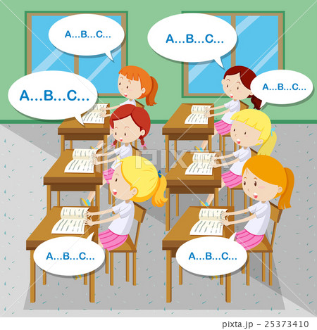 Students Learning English In Classroomのイラスト素材