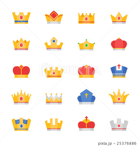 Crown vector color icons set 25376886