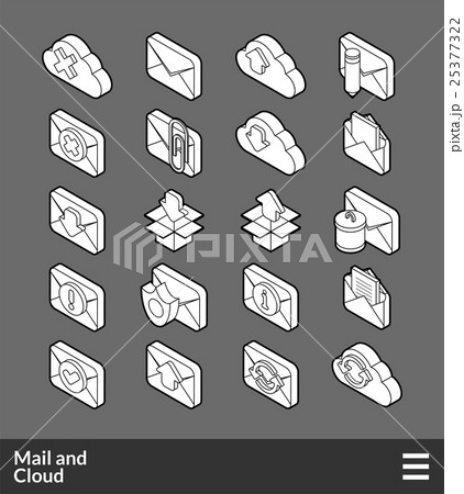 Isometric outline icons set 25377322