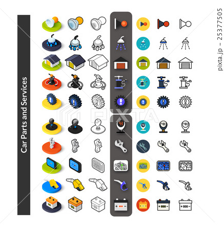 Set of icons in different style - isometric flat 25377505