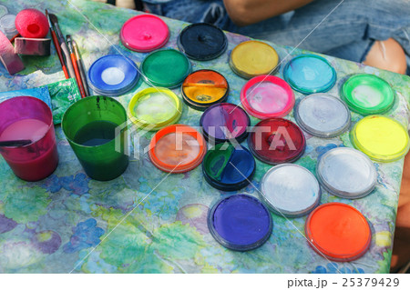 Water paints and paint brush Water paints and paint brush 25379429