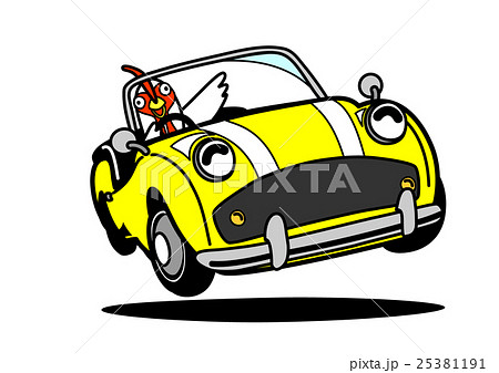 酉年イラスト06_古いくるま　黄色 25381191