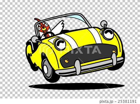 Rooster illustration 06 _ Old car Yellow 25381191