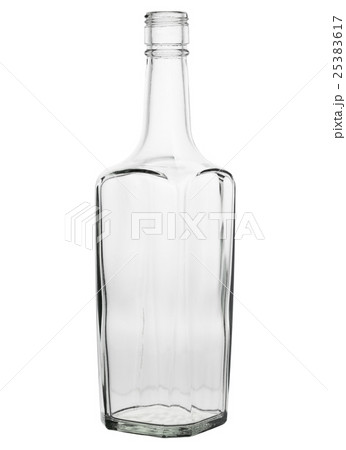 Clear Glass Liquor Bottle on a White Background Clear Glass Liquor Bottle on a White Background 25383617