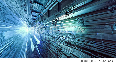 Abstract tech tunnel - digitally generated image 25384323