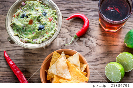 Guacamole with tortilla chips Guacamole with tortilla chips 25384791