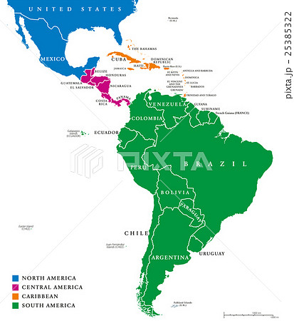 Latin America regions political map 25385322