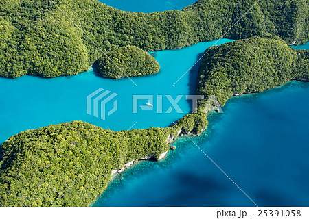 パラオの青い海と白いヨット 25391058