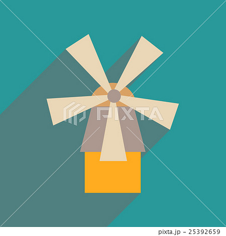 Flat web icon with long shadow mill Flat web icon with long shadow mill 25392659