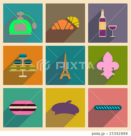 Concept of flat icons with long shadow Paris 25392899
