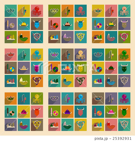 Concept of flat icons with long shadow Norse  25392931