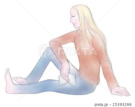 横向き 座る くつろぐ 男性のイラスト素材