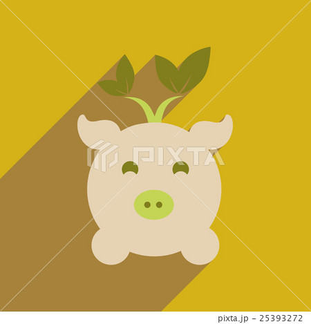 Flat web icon with long shadow eco pig Flat web icon with long shadow eco pig 25393272