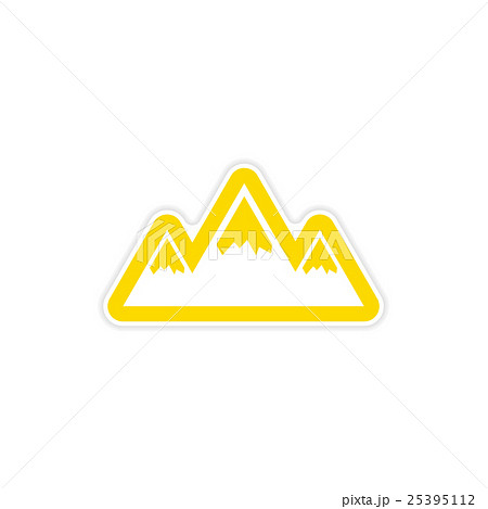 paper sticker on white background Arctic mountains 25395112