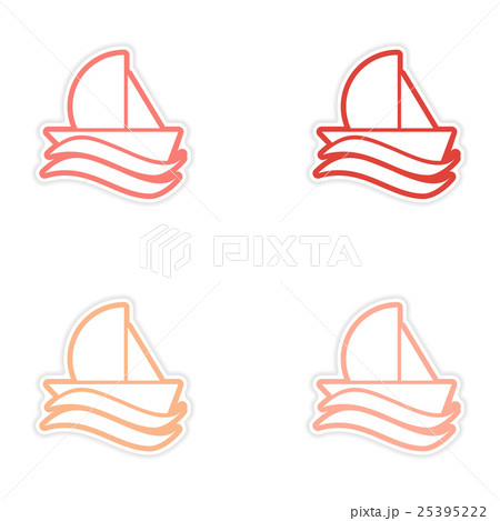 Set of stickers sailing ship on white background 25395222