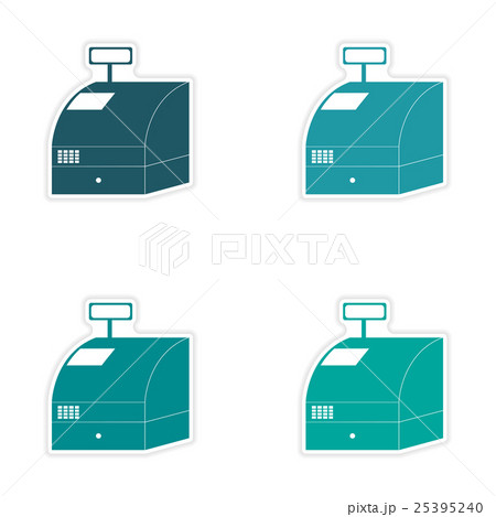 Set of stylish sticker on paper cash register 25395240