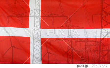 Energy Concept Denmark Flag with power pole Energy Concept Denmark Flag with power pole 25397625