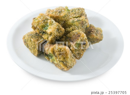 Fried Steamed Dumpling on A White Background 25397705