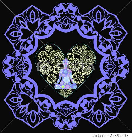 background with lotus position yoga in mandala background with lotus position yoga in mandala 25399433