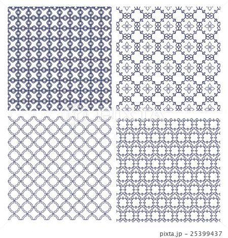 set of geometric monochrome line patterns 25399437