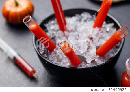 Bloody cocktail in glass tubes for Halloween party 25406925