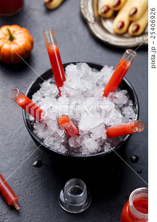 Bloody cocktail in glass tubes for Halloween party 25406926