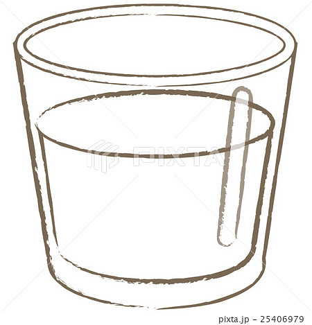 ガラスのコップ 線画 白黒 水のイラスト素材