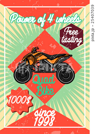 Color vintage quad bike poster 25407039