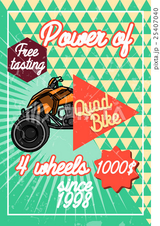 Color vintage quad bike poster 25407040