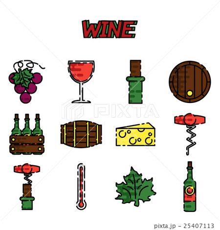 Wine flat icons set Wine flat icons set 25407113