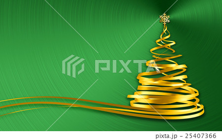 Christmas Tree From Gold Tapes Over Green 25407366
