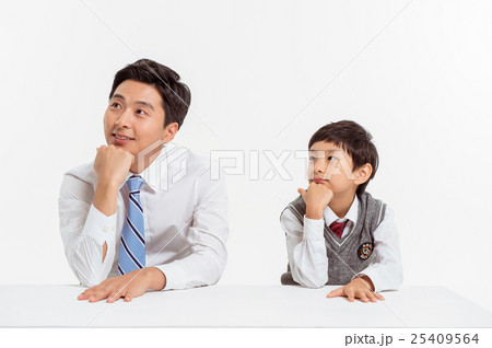 Asian Family Portrait / Isolated on White Asian Family Portrait / Isolated on White 25409564