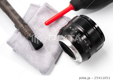 Tools for cleaning camera with lens on background. Tools for cleaning camera with lens on background. 25411051