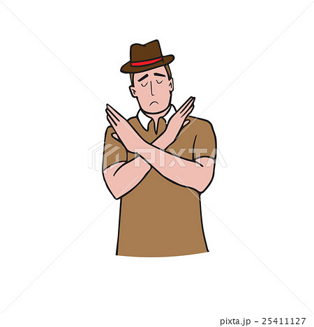 Man gestures cross hands say no cartoon 25411127