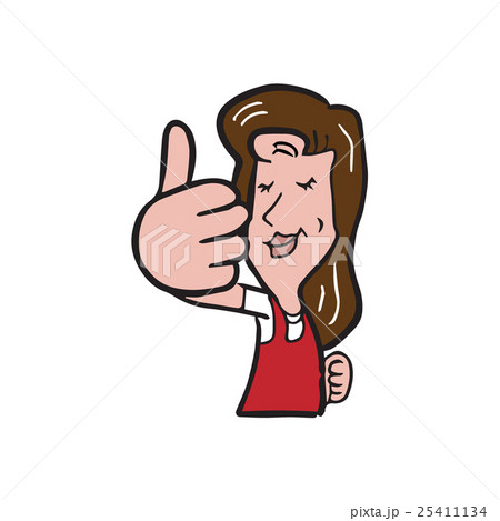 Senior female thumb up cartoon Senior female thumb up cartoon 25411134