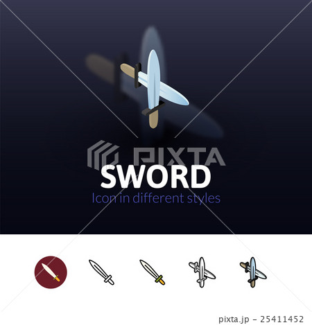 Sword icon in different style 25411452