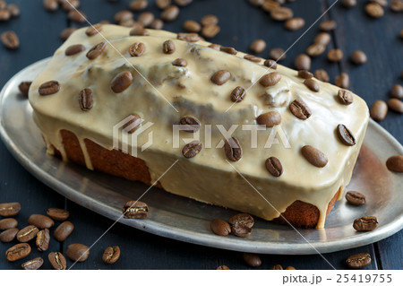 Homemade coffee cake with glaze. Homemade coffee cake with glaze. 25419755